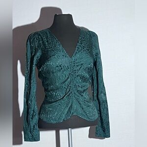 H&M Dark Green Ruched Blouse